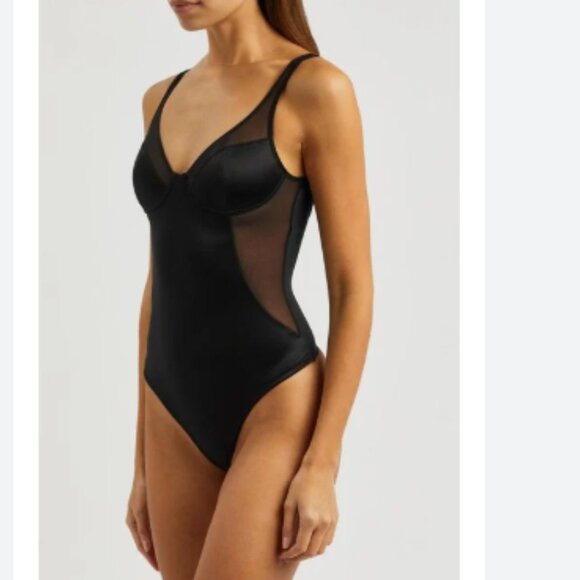 new Spanx Shaping mesh-trimmed stretch-satin thong bodysuit 252 - Picture 10 of 12